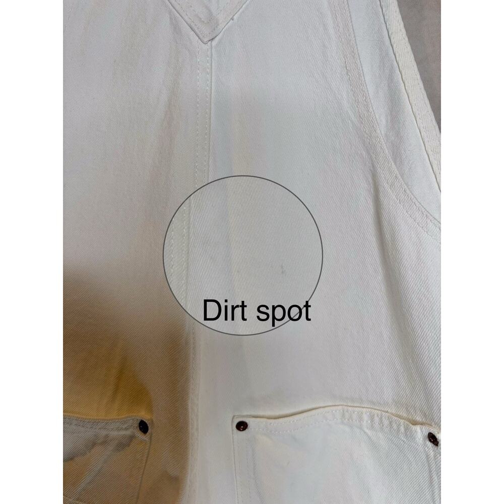 Old Navy White Denim Short Overalls Cotton Adjustable Straps Pockets L - Picture 5 of 7